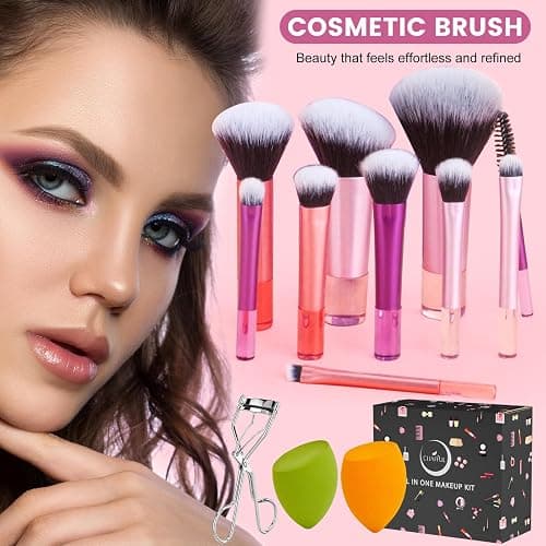 All in One Makeup Kit, Makeup Kit for Women Full Kit, Make Up Gift Set for Women, Makeup Essential Bundle Includes Foundation Eyeshadow Palette Concealer Lipstick Eyeliner Mascara Cosmetic Brush Set thumbnail 7