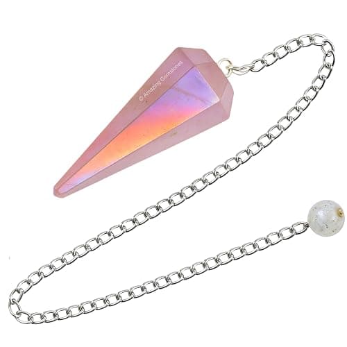 Amazing Gemstone Angel Aura Rose Quartz Crystal Pendulum for Divination - Certified Dowsing Crystals, Healing Stones for Chakra Balancing, Meditation - Enhance Reiki Spiritual Growth thumbnail 2