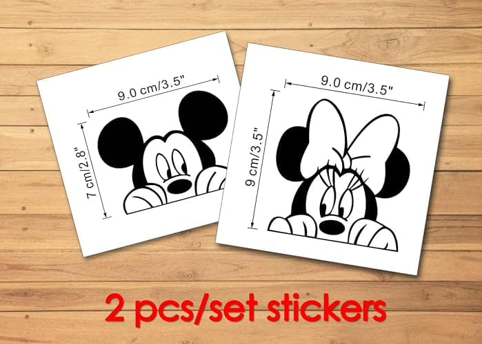 Light Switch Cool Decals | Baby room Stickers (9 x 3.5, Mickey & Minnie) - Black thumbnail 3