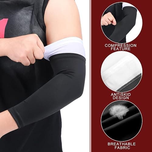 Coume 2 Pairs Double Arm Sleeves Football Drip Arm Sleeves for Football Basketball Baseball Volleyball thumbnail 3