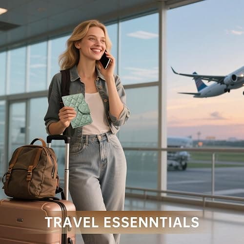 Passport Holder for Travel RFID Passport Holder with Airtag Compact Leather Passport Cover Case with Card Holders SIM Slots Passport Wallet for Women Men Airport Essentials Gift thumbnail 2