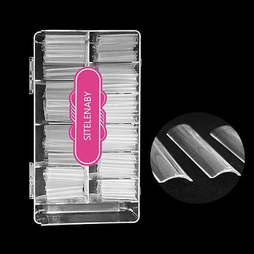 No C Curve Square Nail Tips XXL，Acrylic Nail Tips Square,SITELENABY 500 pcs Clear Fake Nails for Nail Salons,Nail Tech Must Have - Image 1