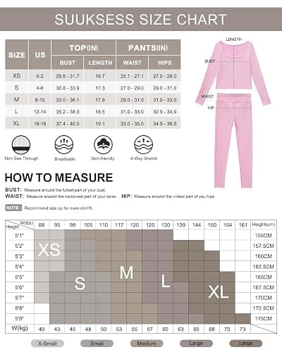 SUUKSESS Women 2 Piece Workout Sets High Waisted Seamless Leggings Active Long Sleeve Tops thumbnail 6