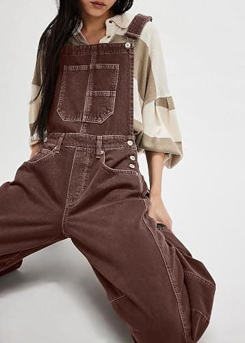 yoeasy Women's Denim Overall Barrel Wide Leg Bib Baggy Jeans Adjustable Strap Denim Romper Stretch Jumpsuit Y2K Pants thumbnail 5