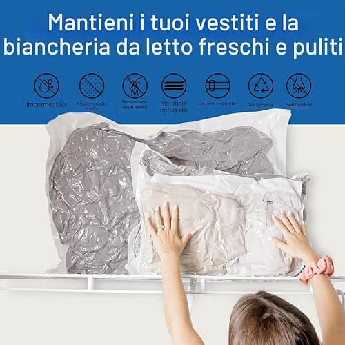 Sacchetti sottovuoto per abiti con pompa elettrica inclusa, confezione da 16 pezzi (4 Jumbo, 4 grandi, 4 medi, 4 piccoli), per coperte, materassi, cuscini, biancheria da letto, viaggi e traslochi thumbnail 4