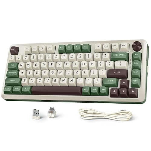 Redragon K681 Pro Wireless Mechanical Keyboard, Gasket Mounted RGB Gaming Keyboard with Volume Knob, MDA-Profile, Pre-Lubed Linear Switches, 81 Keys 75% Tri-Mode Hot Swappable for PC/Xbox/PS (Matcha) - Image 1