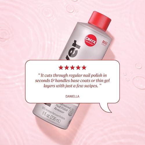 Onyx Professional 100% Pure Acetone Nail Polish Remover Kit with 7 inch Nail File, 8 fl oz - Made in USA, Maximum-Strength Gel Polish Remover, Artificial & Glitter Nail Polish thumbnail 4
