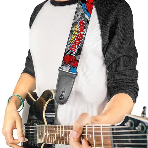 Buckle-Down Guitar Strap - THE AMAZING SPIDER-MAN Stacked Comic Books/Action Poses - 2" Wide - 29-54" Length | The Amazing Spider Man Stacked Comic Books Action Poses Acoustic Electric Bass thumbnail 2