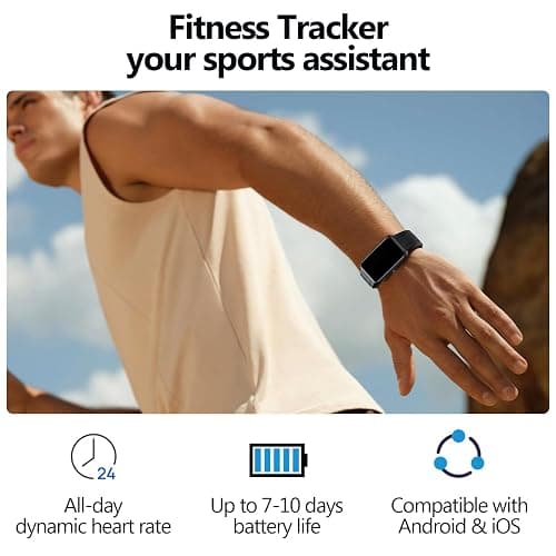 MOLOURK Fitness Tracker with Heart Rate, Blood Oxygen Sleep Monitor, 100+Sports Modes Smart Watches for Men Women, IP68 Waterproof, Activity & Step Tracker Watch for Android/iOS Phones (Black) thumbnail 2