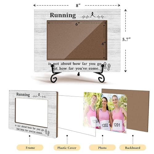 GOODBANER Running Race Picture Frame, Marathon Half Marathon Runners Gifts for Women, Cross Country Running Gift for Women Runner Female Table Decor Running Photo Frame 4x6 Photo /01 thumbnail 2