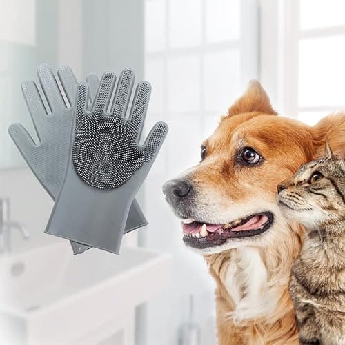 Pet Grooming Gloves - Gentle Dog Bathing Shampoo Brush - Massage Mitt with Enhanced Five Finger Design - Efficient Deshedding Glove for Dogs, Cats, Rabbits and Horses - 1 Pack thumbnail 7