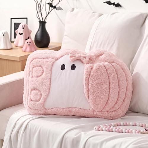 Thyle Halloween Pink Ghost Theme Pillow Cute Ghost Spooky Pillow Plush | Ghost Throw Pillow, Pink Halloween Decor, Pink Ghost Decor, Soft, Huggable, Indoor Sofa Cushion Home Office Couch Car - Image 1