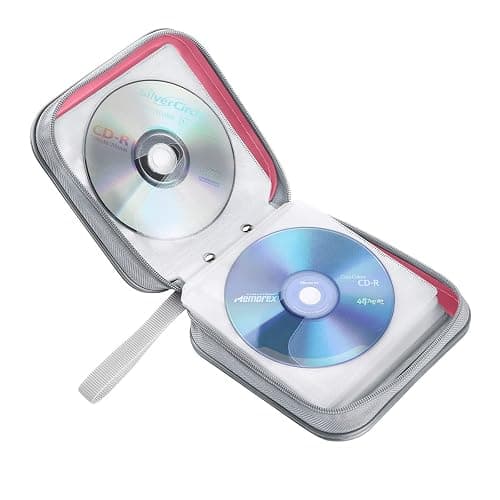 Siveit CD Case, 40 Capacity CD/DVD Case Holders Wallet Hard Plastic DVD Disc Cases Storage Binder for Car Home Office Travel (Pink) thumbnail 5