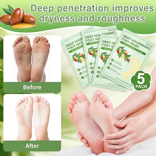 Foot Peeling 3Pcs ＆ 5Pcs Moisturizing Foot Mask, Exfoliator Peel Calluses Dead Skin Callus Remover, Hydrating Foot Masks for Dry Cracked Feet, Repair Rough Heels＆Dry Skin for Baby Soft and Smooth Feet thumbnail 3