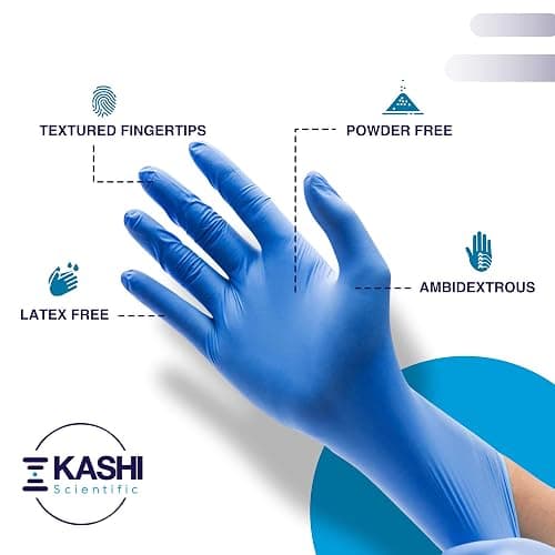 Kashi Scientific Disposable Medical Exam Nitrile Gloves, Powder Free Latex Free, 4 mil Blue Non Latex Glove, Food Safe Gloves thumbnail 4