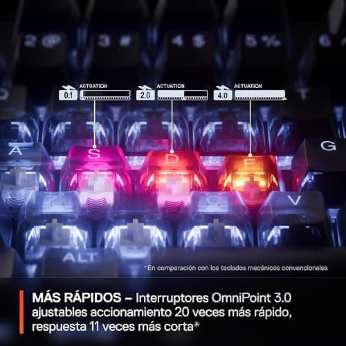 SteelSeries Apex Pro Mini Gen 3 OmniPoint 3.0 HyperMagnetic Switches — Adjustable Actuation — Rapid Trigger — Game-Ready Presets — Protection Mode — Rapid Tap/SOCD — RGB — PBT Keycaps — USB-C thumbnail 6