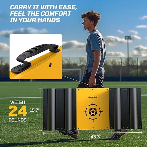 Haokelball 43 x 16 Inch Soccer Rebounder Board – 2 Adjustable Angles Wall Kick Back Trainer with 2 Sandbags, Flat and Wavy Training Surfaces for Passing, Control, and Soccer Practice thumbnail 6