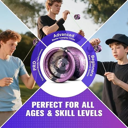 TK2 Metal Yoyo Professional for Kids 8-12 and Adults - Unresponsive Yoyo for Beginners Advance and Pro Plays, Extra 10 Strings, and Precision Bearing (Purple) thumbnail 5