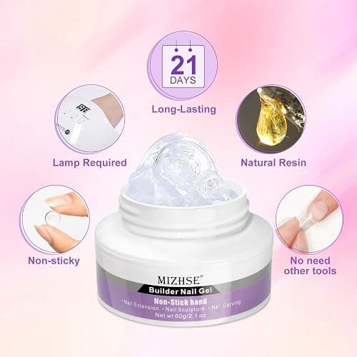 MIZHSE Solid Builder Gel for Nails, 60g Large Capacity Clear Hard Gel for Nails 3D Sculpting Gel Non-Sticky Hand Carving Gel U V/LED Nail Extension Gel with 3D Silicone Mold Nail Art Salon Home DIY - A-60g Clear Solid Builder Gel thumbnail 9