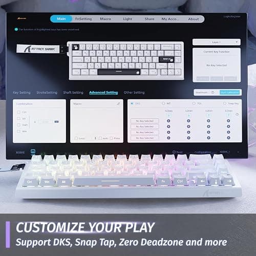 ATTACK SHARK X68HE 60% Wired RT 8K Keyboard+Wireless R1 Mouse-White Contour | Adjustable Actuation,Hall Effect Mechanical Magnetic Switch,Coiled Cable,USB C/2.4Ghz/BT Ultralight 18K DPI Mice for PC Gamer thumbnail 5