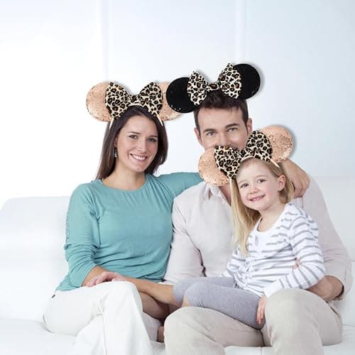 2 Pcs Mouse Ears Headbands, Shiny Bow Glitter Mouse Ears Headband, Mouse Ears Accessories for People Cosplay, Birthday Christmas Theme Parties Photography Props thumbnail 5