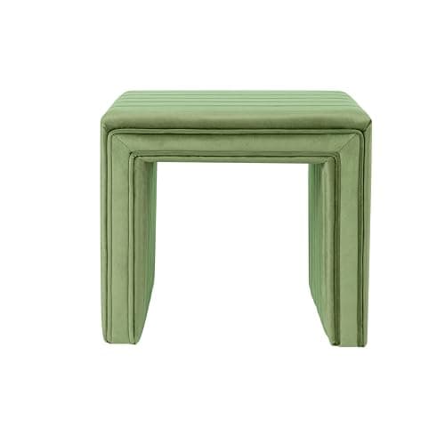 Spatial Order Modern Channel Tufted Velvet Ottoman Home Décor|Ottoman for Living Room & Bedroom - Green thumbnail 7