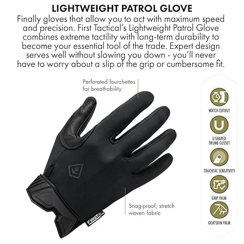 First Tactical Men’s Lightweight Patrol Glove | Skin Tight Goatskin Palm with Touchscreen Capability thumbnail 2