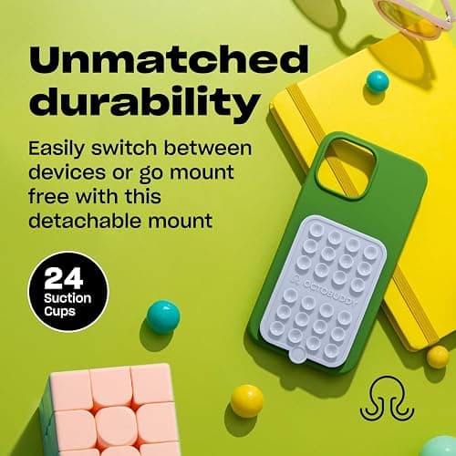 OCTOBUDDY Double - Silicone Double-Sided Suction Phone Case - Baby Blue | Detachable Mount - Hands-Free, Strong Grip Holder for Selfies & Videos - iPhone & Android Compatible - 2.5″ x 3.75″ thumbnail 4