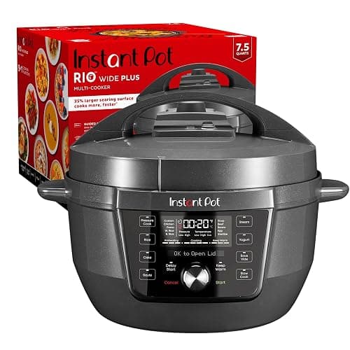 Instant Pot RIO Wide Plus, 9-in-1 Electric Pressure Cooker, 35% Larger Cooking Surface, WhisperQuiet Steam Release, Multi-Cooker, Slow Cook, Rice Maker, Steamer, Sauté, Cake, & Warmer, 7.5 Quarts - Image 1