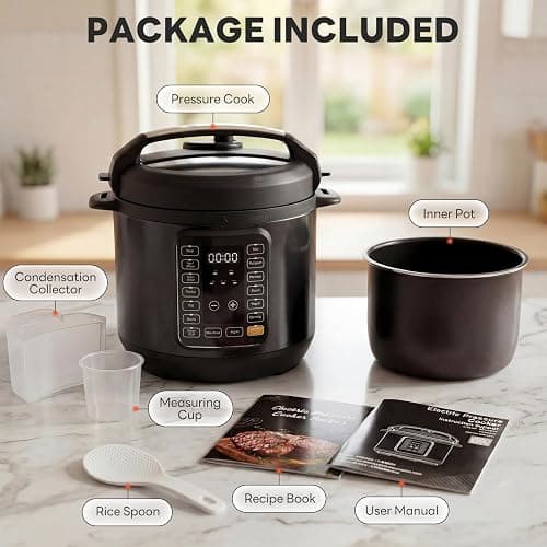 DUMOS Electric Pressure Cooker 16-in-1, 8QT Programmable Multi Cooker with 12 One-Touch Presets, Soup Steam Yogurt and More, Ceramic Inner Pot Delay Start & Keep Warm, Includes Recipe Guide, Black thumbnail 8