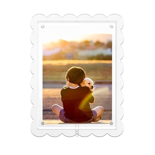 GRAHAM DESIGN 2 Pack of 5 x 7 Clear Acrylic Scalloped Picture Frames, Magnetic Acrylic Closure with Dual Kickstand Holes for Vertical and Horizontal Display, Modern Gift Decor thumbnail 5