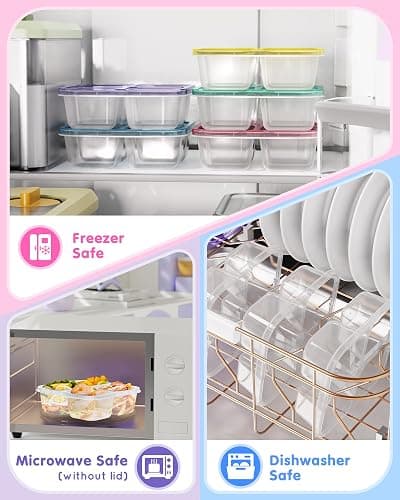 Canfanni 5 Pcs Bento Snack Containers, Reusable 4 Compartment Divided Food Storage Containers, Divided Lunchable Container for School, Work and Travel (All Transparent) thumbnail 6