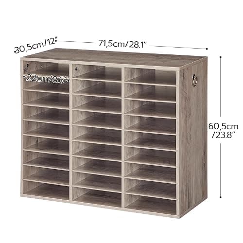 HOOBRO Literature Organizer, 27 Compartments Wooden Mail Organizer, Countertop Literature Sorter with Adjustable Shelves for Home, Office, School, Student Mailbox for Classroom, Greige BG27WF01 thumbnail 3