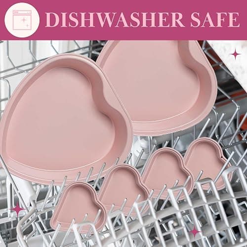 Paris Hilton Heart Shaped Nonstick Bakeware Set, Easy Release Carbon Steel, Includes two 9.5-Inch Pans and four Mini 3.5-Inch Pans, Dishwasher Safe, Made without PFAS or PFOA, 6-Piece Set, Pink thumbnail 7