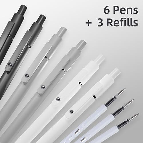 Aesthetic Gel Ink Pens, 0.5mm Fine Point for Smooth Writing, 6 Pens + 3 Refills No Smear & Bleed Quick Dry, Retractable, Ideal for Journaling and Note-Taking, Stylish Office and School Supplies thumbnail 6