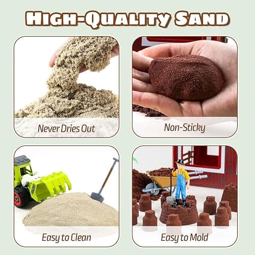 Aprilwolf 69 PCS Farm Sensory Bin Toys Playset, Sandboxes with Sand, Farmer Tractor & Farm Animals Figures Toys for Kids 3 4 5, Gifts for 6 7 Years Old Boys Girls Toddlers thumbnail 4