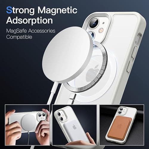 JETech Magnetisch Hülle für iPhone 12 Mini 5,4 Zoll Kompatibel mit MagSafe, Durchscheinende Matt Handyhülle Rückseite Dünn Stoßfest Schutzhülle (Weiß) thumbnail 3