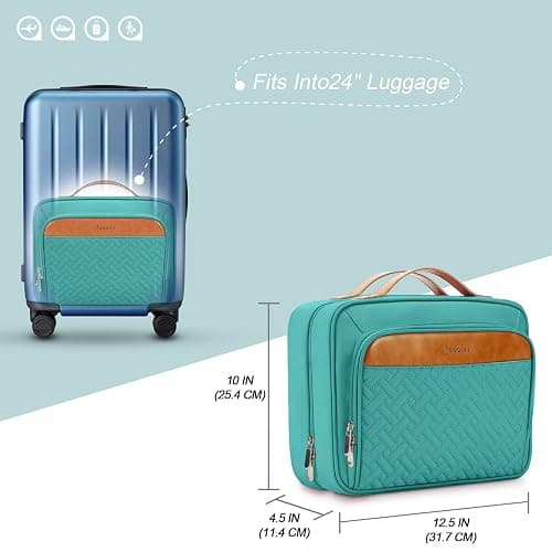COOSKY Travel Hanging Toiletry Bag for Women, Cruise Ship Essentials, with Jewelry Organizer, Extra Large Makeup Dopp Kit, Waterproof Cosmetic Bags, Toiletries Kit Set with Trolley Belt, Blue thumbnail 7