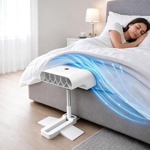 Auriiktch Bed Fan Cooling System, Under Sheet Bed Cooling Fan with 5 Speeds & Remote Control, Bed Fan Under Sheet for Hot Sleepers & Night Sweats, Fits All Mattress Heights - Image 1