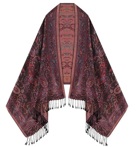 Umjetnost Womens Soft Silky Pashmina Rave Scarf Paisley Pattern Pashmina Shawl Wrap with Fringes thumbnail 2