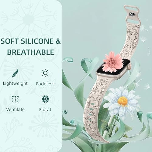 DGege 5pcs Charm Bands Compatible with Apple Watch Bands for Women 40mm 38mm 41mm 44mm 42mm 45mm 46mm 49mm,Soft Silicone Decorative Ring Loops Strap for iWatch Series 11/10 9 8 7 6 5 4 3 2 1 SE/Ulta thumbnail 7