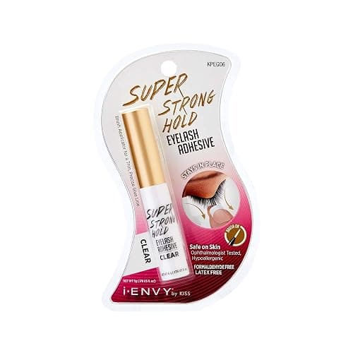 i-Envy by KISS Super Strong Hold Eyelash Adhesive, Waterproof Long-Lasting Strip Lash Glue, Natural-Looking Allergy & Latex Free with Brush Applicator (Clear) - Image 1