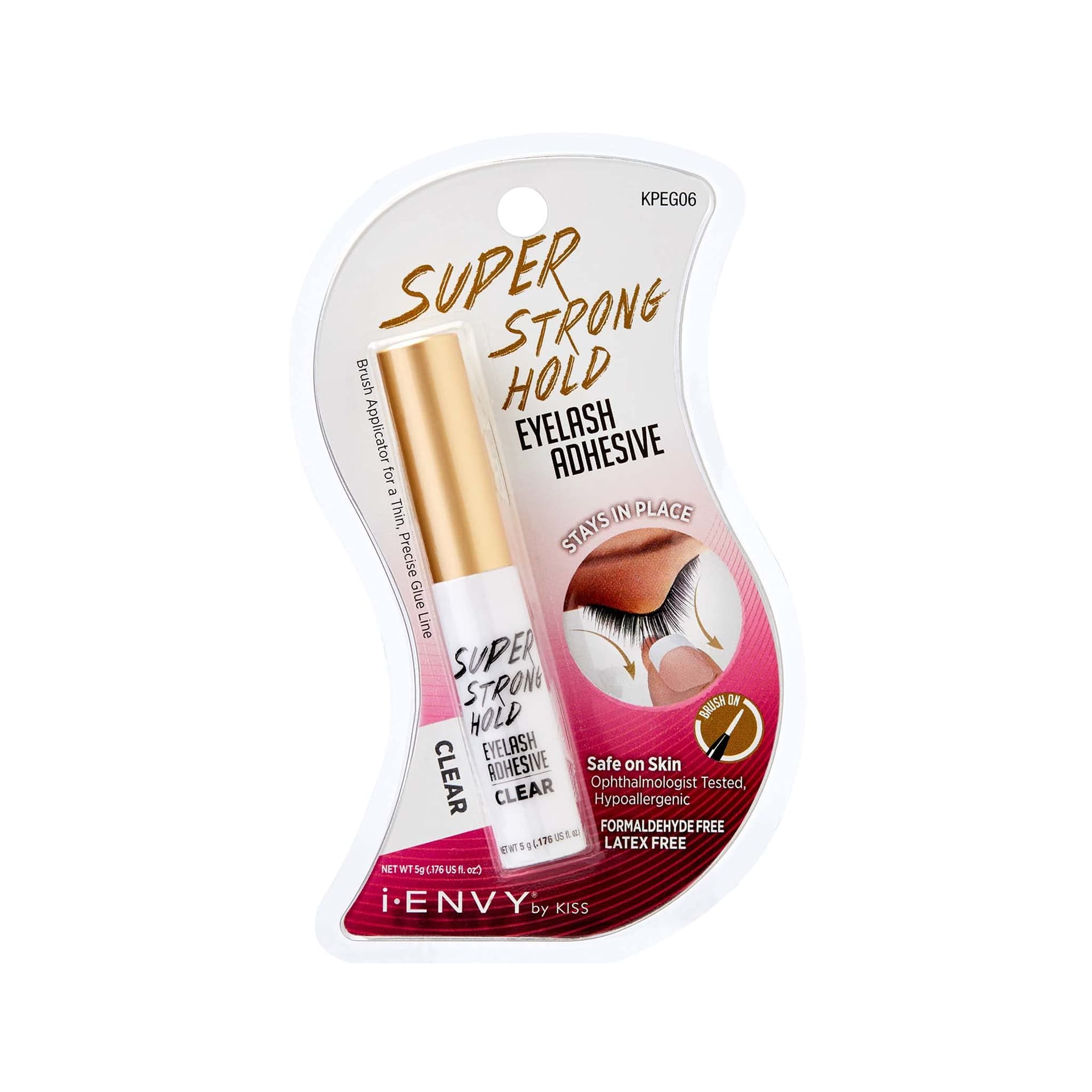 Kiss I Envy Super Strong Hold Eyelash Adhesive Latex Free [Clear] Kpeg06 - 0.18 Fl Oz (Pack of 1) - Clear - Image 1