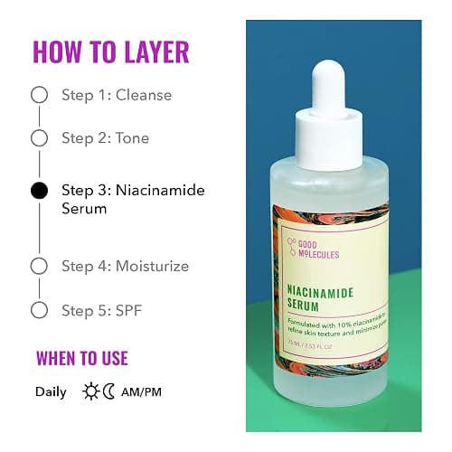 Good Molecules Niacinamide Serum - 10% Niacinamide to Target Acne, Nourishment, and Skin Tone - Ultra Hydrating Serum and Brightening Skin Care for Face thumbnail 5