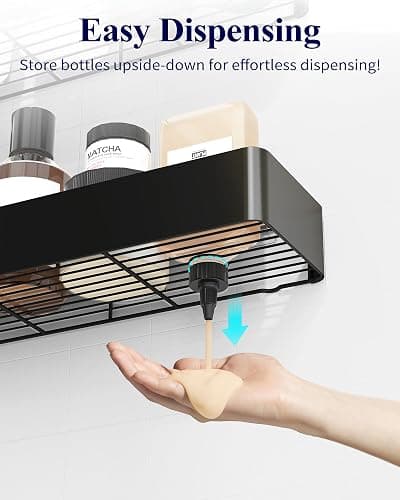 Kitsure Shower Caddy - 2 Pack Adhesive Shower Organizer, Rustproof Metal Shelves, No-Drill Bathroom Organizers and Storage, Black, XX-Large thumbnail 6