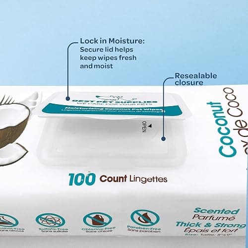 Best Pet Supplies Pet Wipes for Dogs - Dog Wipes Cleaning Deodorizing, for Coats, Ears, Paws - Moisturizing, Coconut, 100 Count thumbnail 4