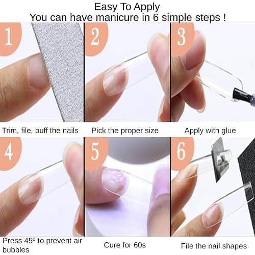 MtnLaur 240Pcs Long Square Nail Tips, Long Square Nails, 12 Sizes No C Clear Nail Tips, French Acrylic Straight Clear False Nail Extension for Beginner and Professional Home Salon DIY thumbnail 6