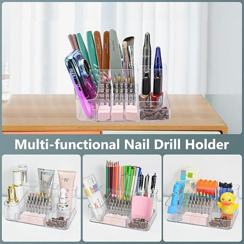CGBE Nail Drill Holder, 28 Holes Transparent Acrylic Nail Drill Bits Holder, Professional Nail Tools Organizer and Storage Box Case thumbnail 6