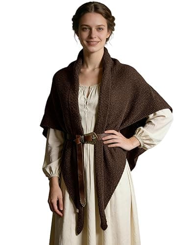 Women's Medieval Renaissance Knit Triangle Shawl Wrap for Ren Faire | Outlander Sontag Shawl Sweater, Halloween, Peasant Elf Fairy Witch Victorian Shoulder Cape, LARP, Wedding, Winter - Image 1