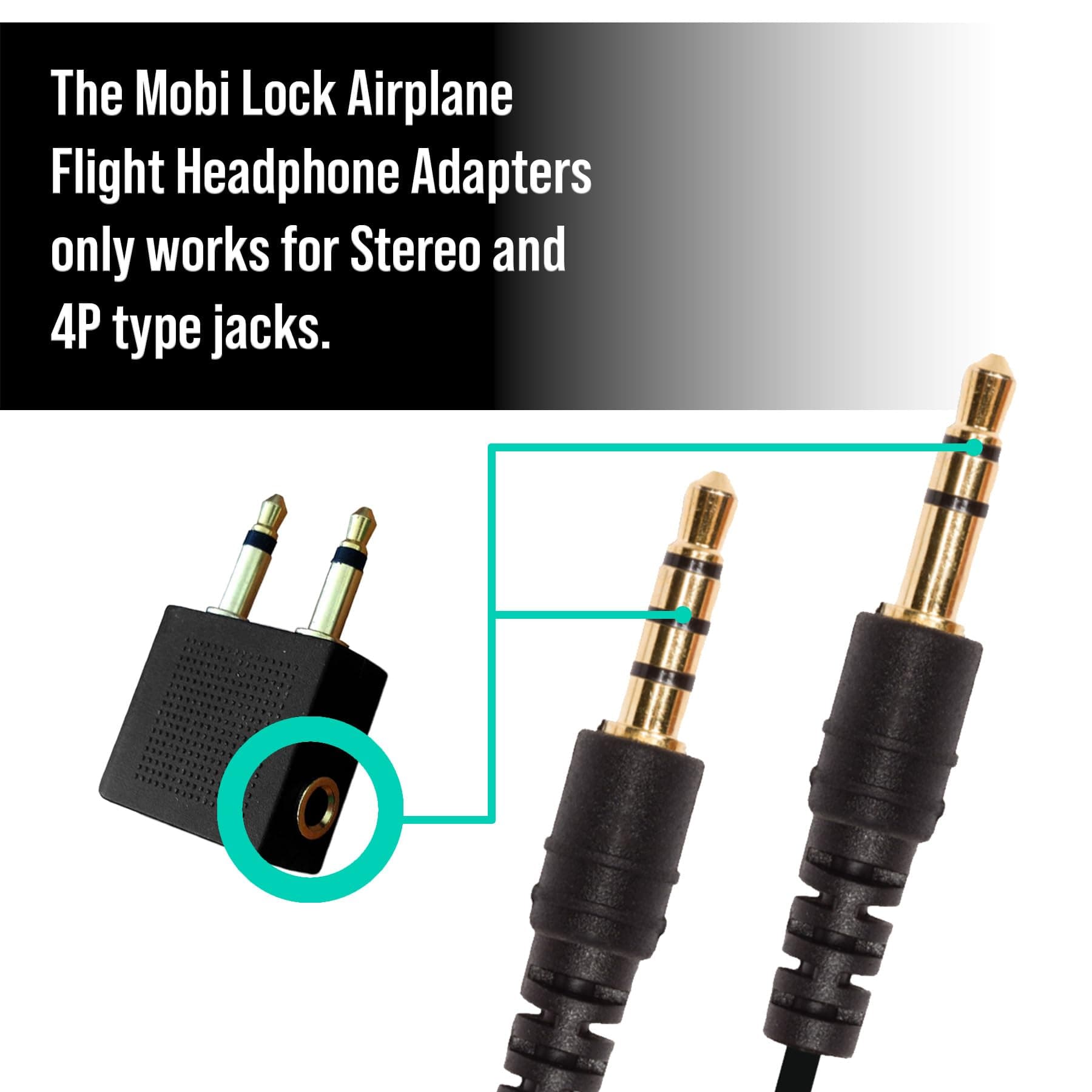 Gold Plated Airplane Flight Headphone Adapters (Pack of 2) | Allows You to use Your Earphones with All in-Flight Media Systems | This Airline Plane Headset Converter Enables Great Sound on All Planes thumbnail 4